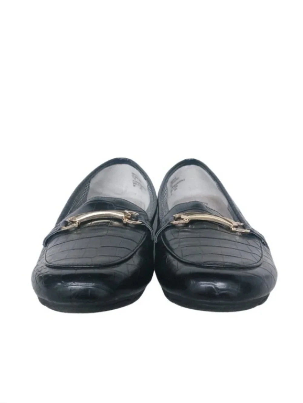 Cliffs Loafer Women's 7 Black Faux Leather Croc Print Casual Dark Academia Shoes